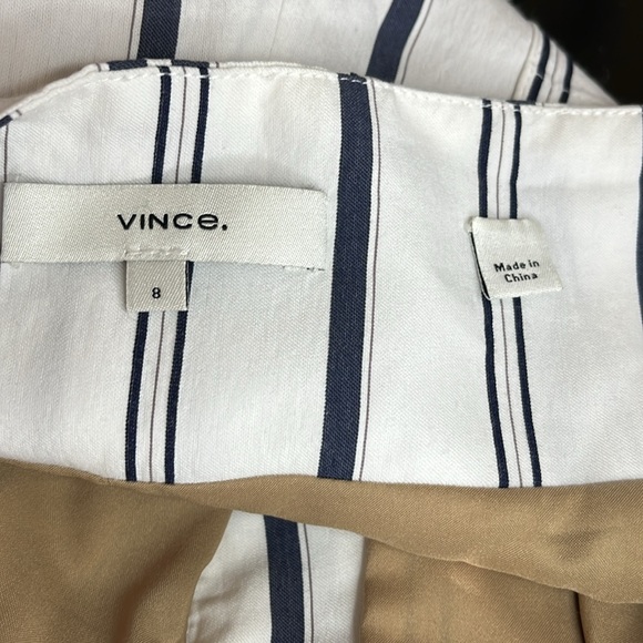 Vince Donny White Blue Stripe Wide Leg Belted Pants - Picture 6 of 11